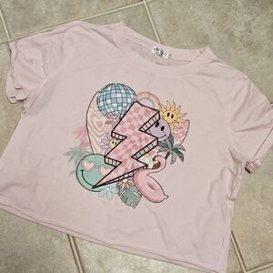 Pink Graphic 90s Era Cropped T-Shirt